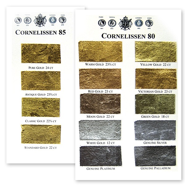 Cornelissen Gold Leaf Colour Chart Ranges 80 and 85 Genuine Gold Leaf
