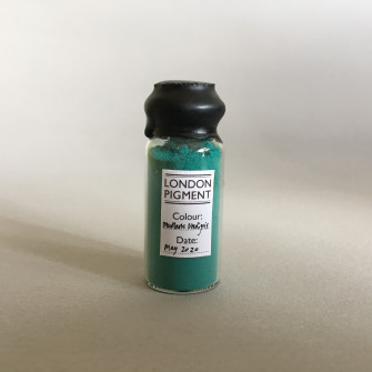 Mud Lark Verdigris in a 20 ml glass vial, sealed with wax.