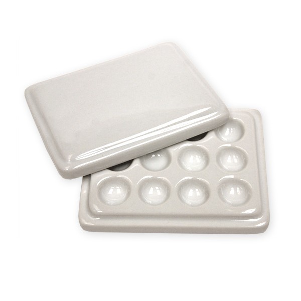 Ceramic 12 Well Palette with Lid Accessories Watercolour Gouache