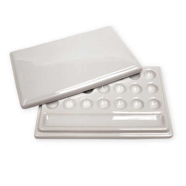 Ceramic 21 Well Palette with Lid Accessories Watercolour Gouache