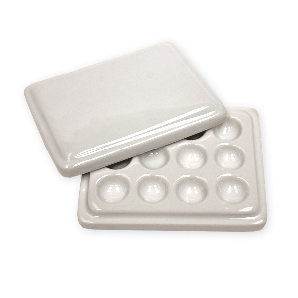 Ceramic 12 Well Palette with Lid Accessories Watercolour Gouache