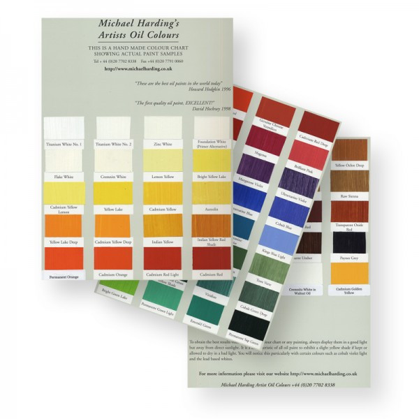 Michael Harding Oil Paint Colour Chart