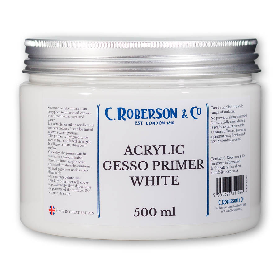 Roberson Acrylic Gesso Primer White Primers and Sealers Canvas and Supports