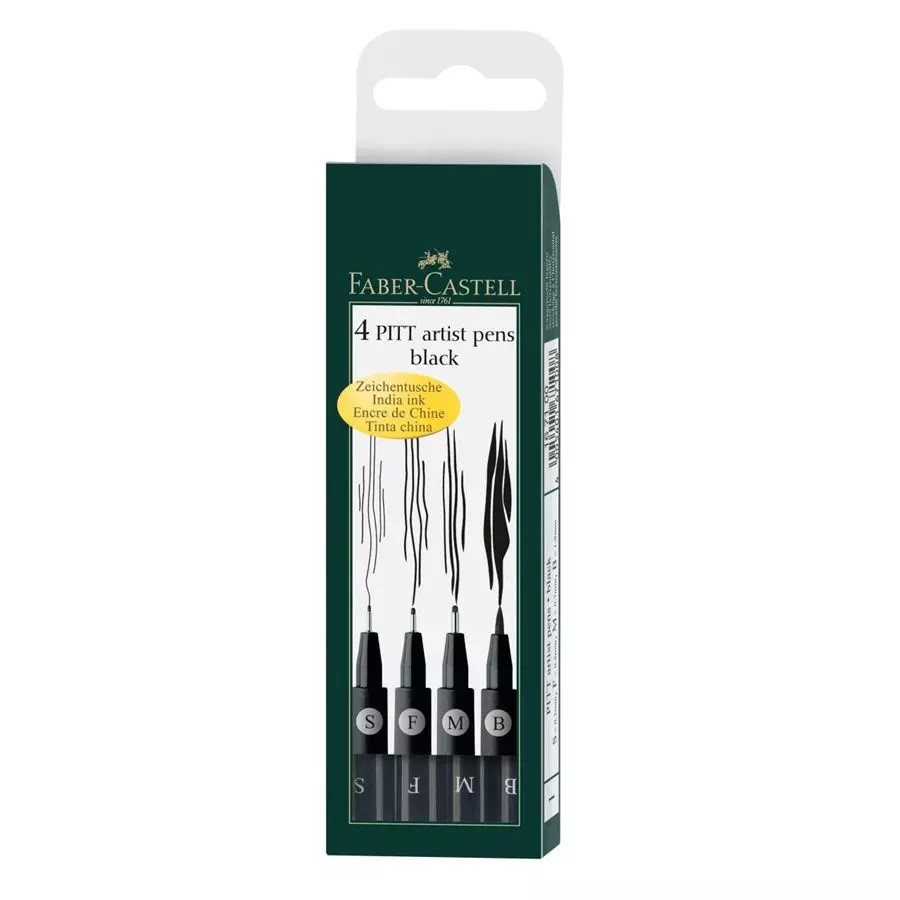 FABER-CASTELL PITT ARTIST PEN SET FINELINER & BULLIT 6 STUKS | Van Beek Art Supplies