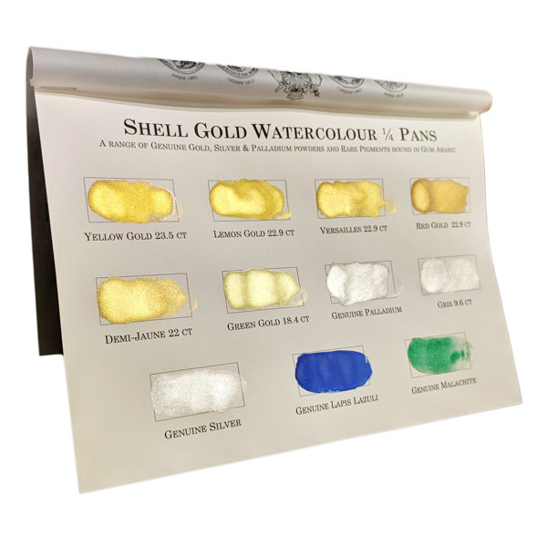 HandPainted Shell Gold Sample Chart Shell Gold Gilding & Restoration Materials