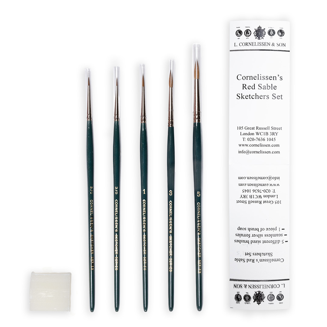 Cornelissen's Red Sable Sketchers Set Sable Watercolour Brushes Brushes