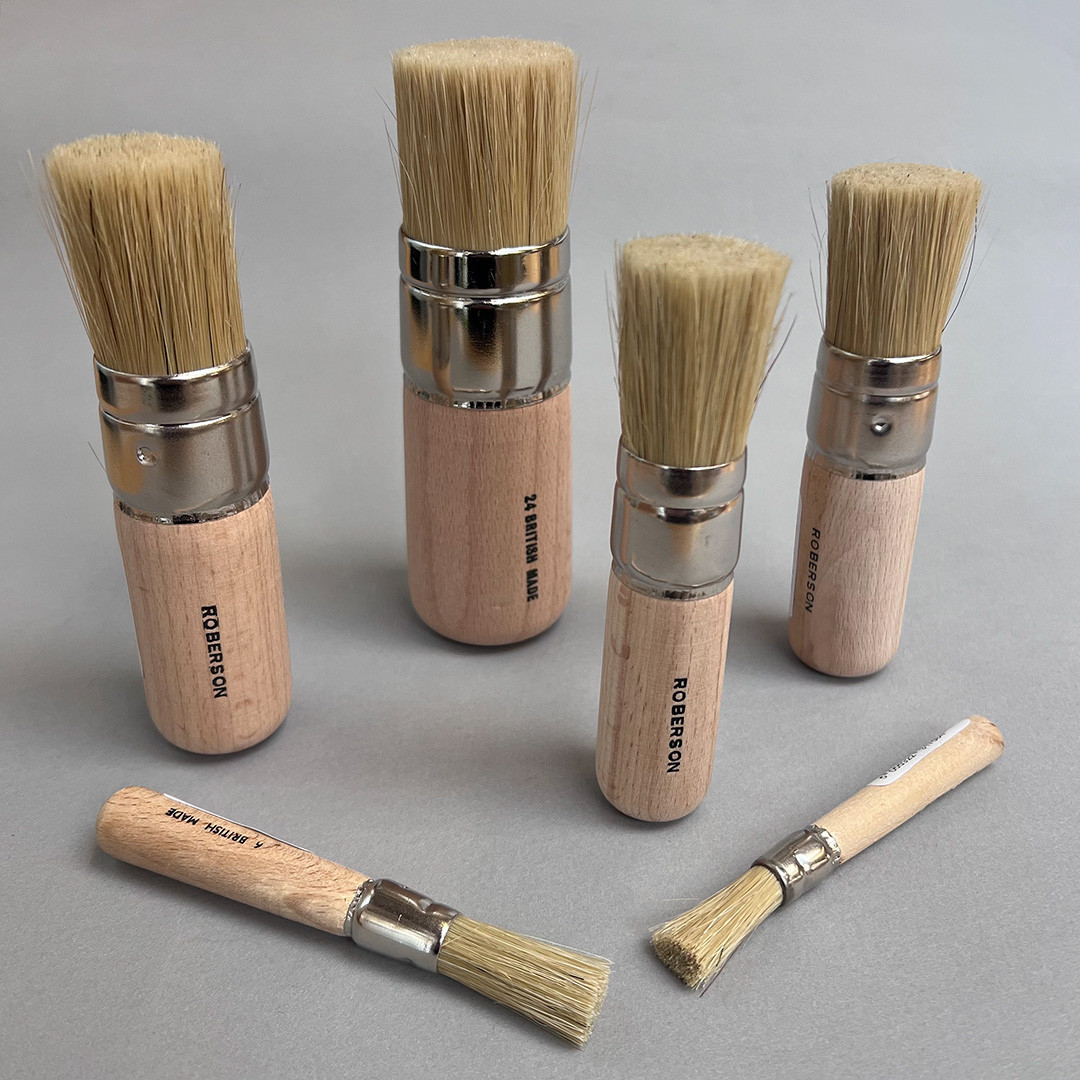 Set Of 3 Chalk And Wax Brushes, Chalk Paint Brush, Natural Stencil Brush, Bristle, Wooden Stencil Brush Set, Reusable, Flat, Pointed, Round Chalk