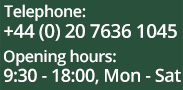Our customer service is available. Call us at +44 0 20 7636 1045.